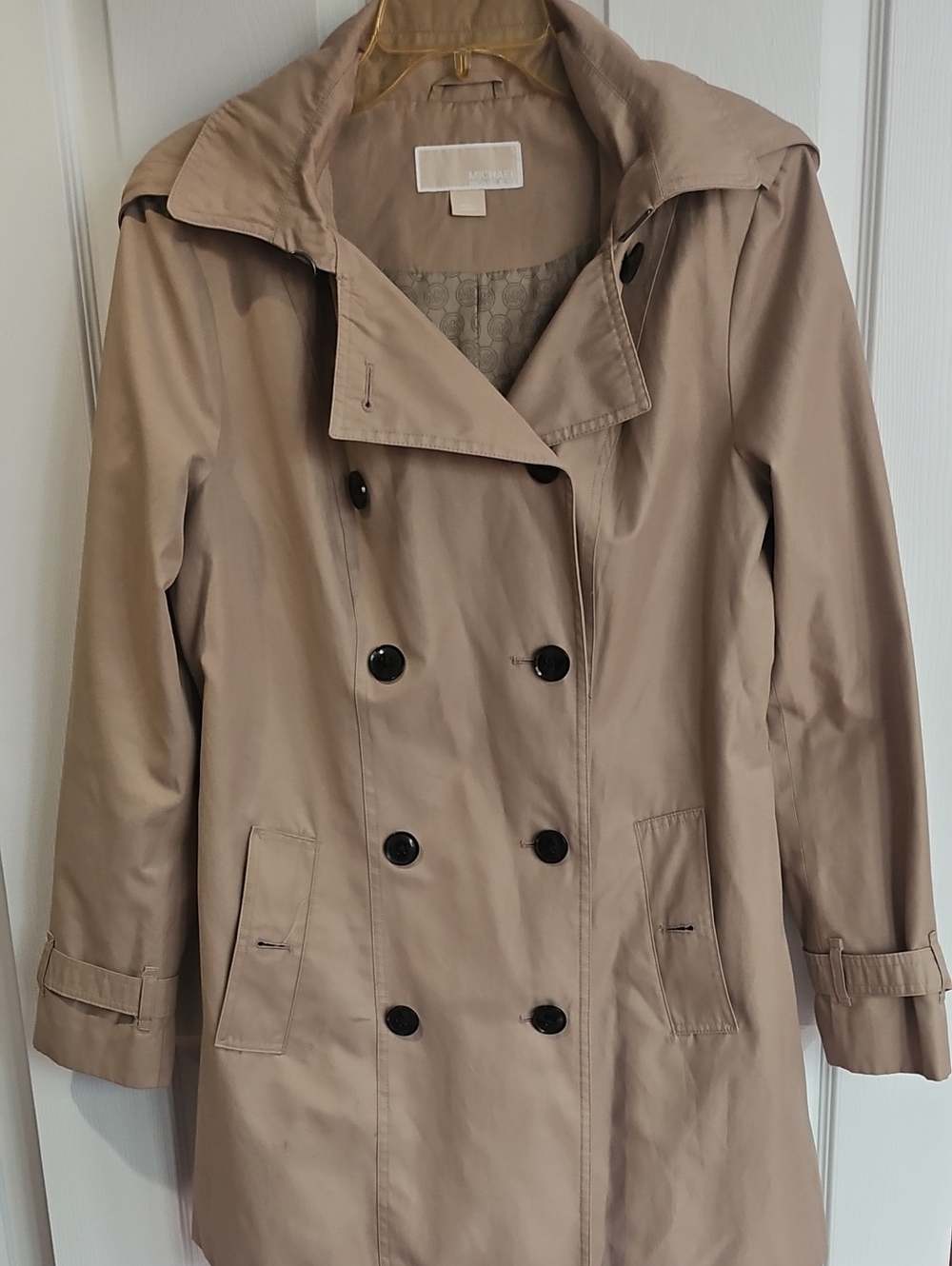 Michael Kors Beige Double-Breasted Trench Coat